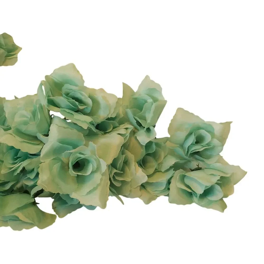 Artificial Mint Aqua Green Roses Lot of 50 2.5in Short Stems Wedding Craft